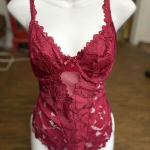 La Vie En Rose Burgundy Lace Chemise